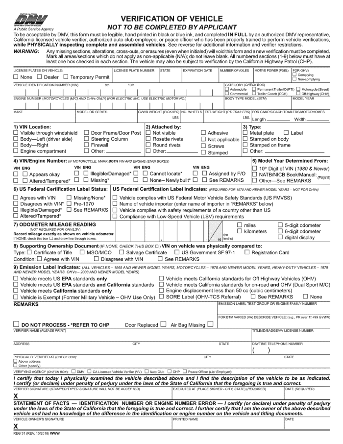 reg 31 form