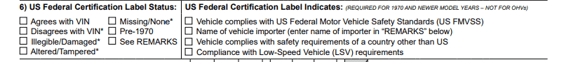 reg 31 - US Federal Certification Label Status